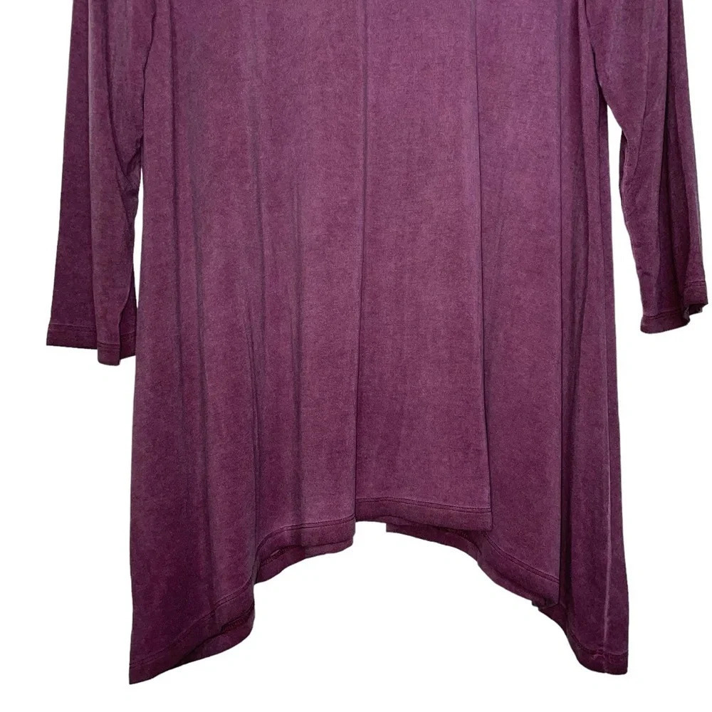 TORRID Super Soft Lace Yoke Sharkbite Hem Long Sleeve Top Blouse Purple 00 M/L - Picture 9 of 13